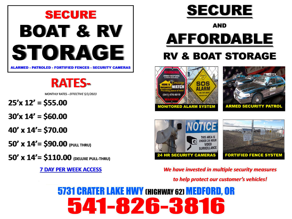Boat & RV Storage in Medford, Oregon